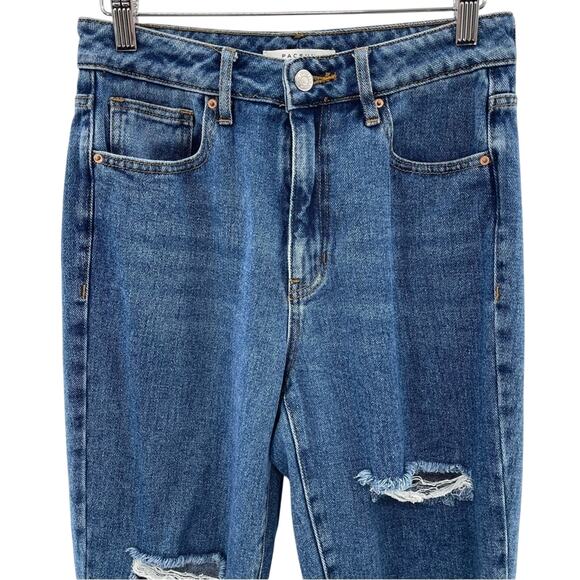 PACSUN High Rise Distressed Straight Leg Mom Jeans Size 26 Indie Grunge Skater - Picture 3 of 10